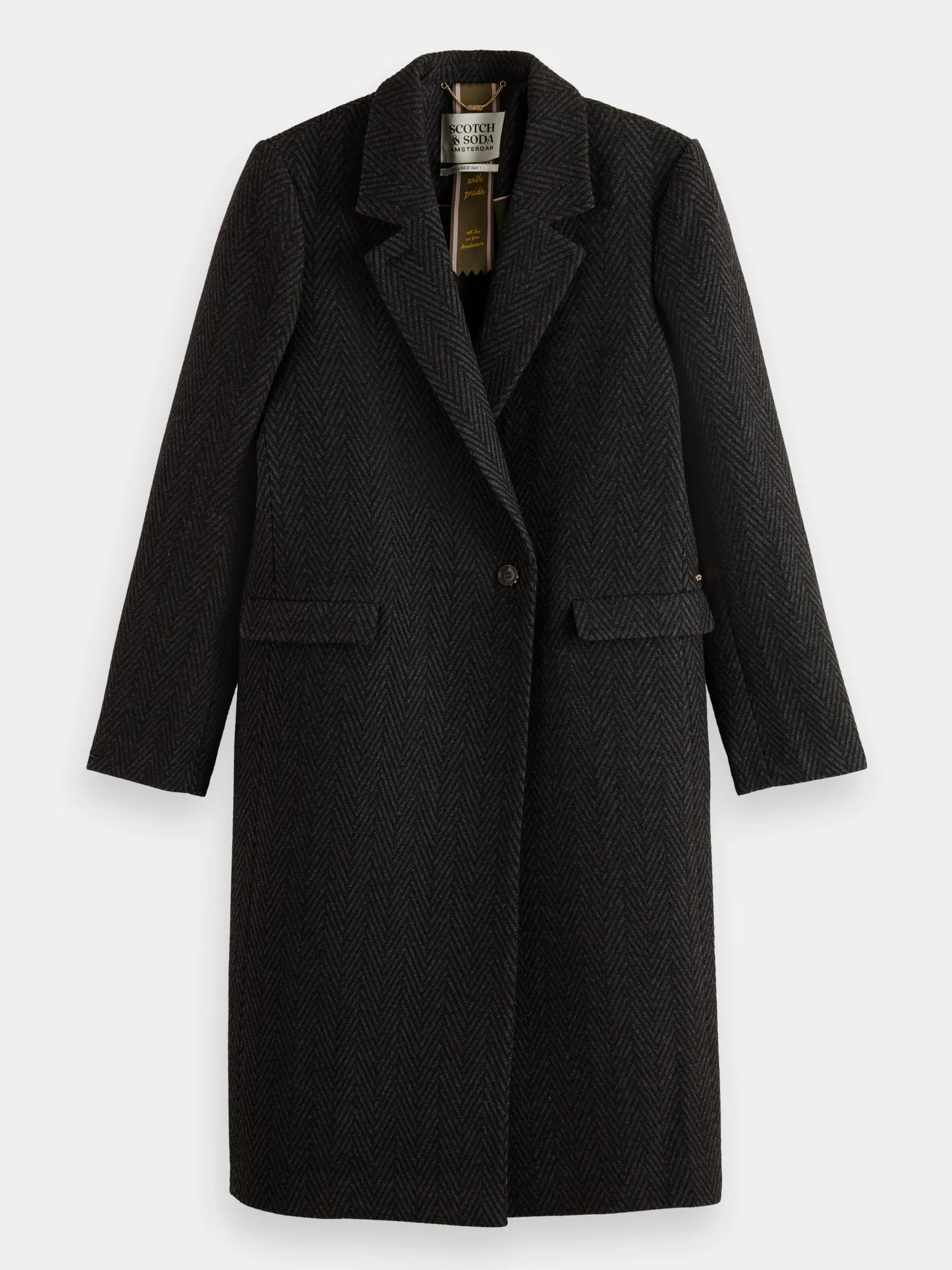 Wool-blend tailored coat